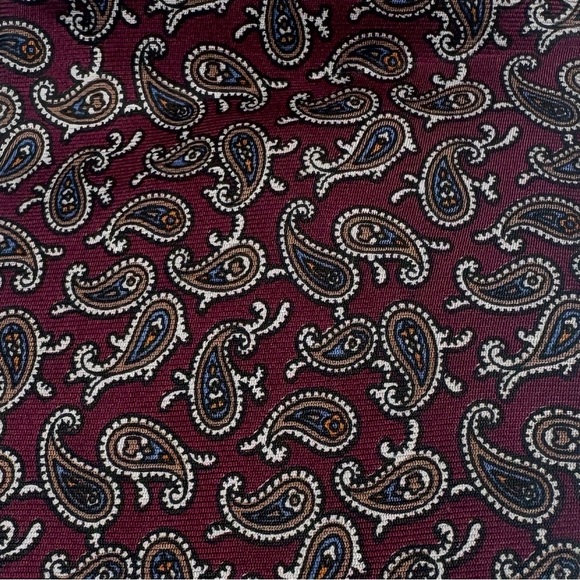 Christian Dior Men's Vintage Maroon Brown Paisley Silk‎ Tie - Picture 2 of 3